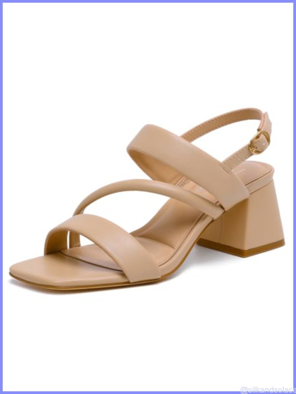 Block Heel Slingback Sandals Square Open Toe Dress Heels